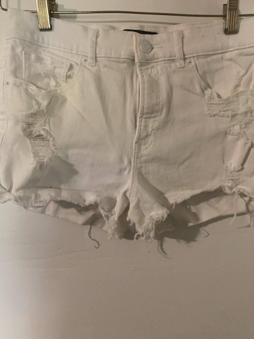 Express White Distressed Denim Cutoff Shorts